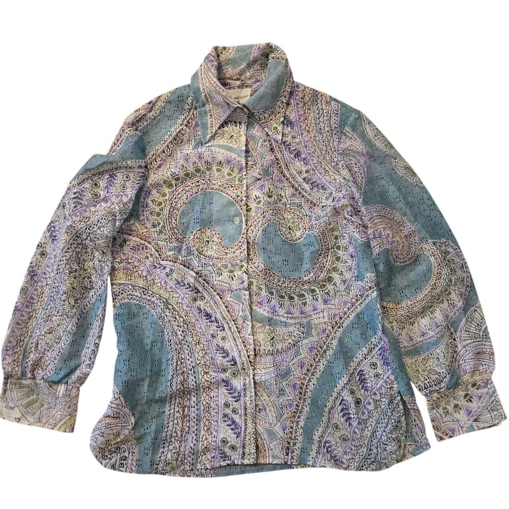 Vintage 70's Ralph Originals Medium Paisley Sheer Spring Y2K 90's